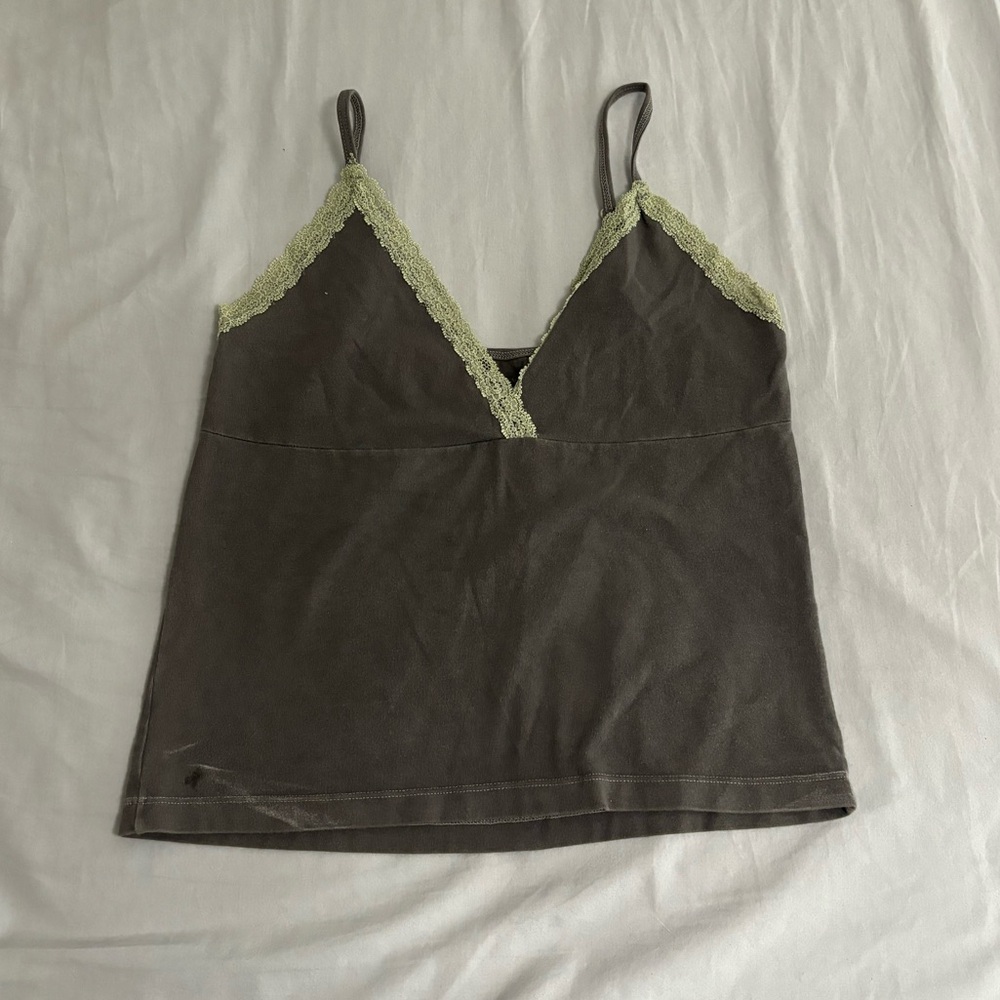 Brandy Melville green lace tank top